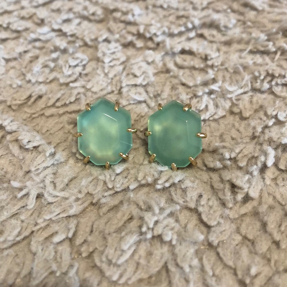 Green stud earrings